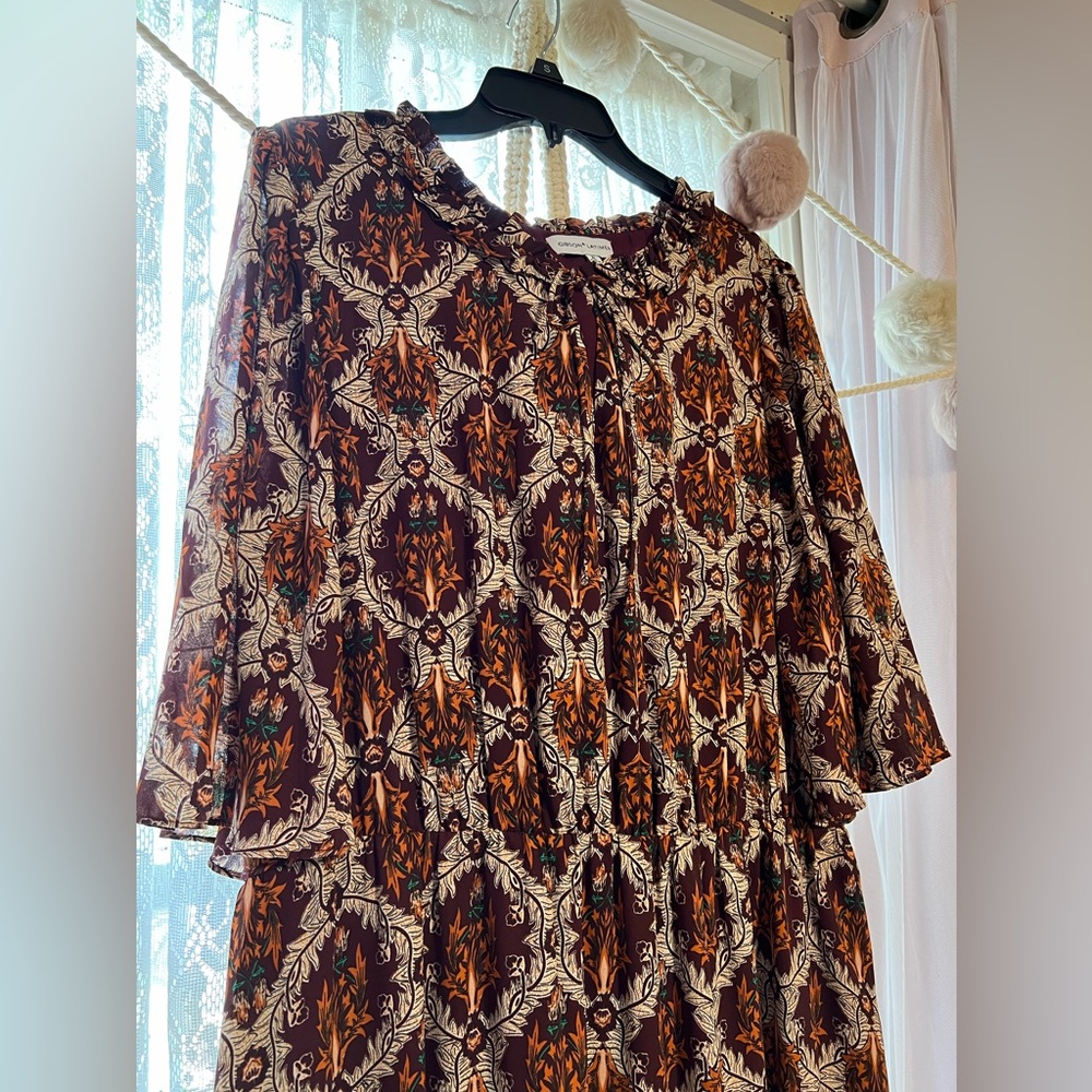 Gibson Latimer Womens Size XL Maxi Dress Burgundy Floral